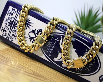 12mm Miami Cuban Link Bracelet In 14k Gold Filled Featuring Double Safety Lock Box Clasp, Unisex Curb Chain, Wholesale Jewelry Supplies