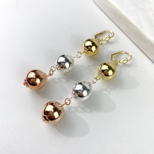 18k Gold Filled Three Tone Balls Dangle Earrings Wholesale Jewelry Making Supplies