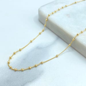 18k Gold Filled Dainty Beaded Chain, Ball Link Chain, Dainty Satellite Chain Necklace, Minimalist Jewelry, 24 Inches Long, Wholesale Jewelry