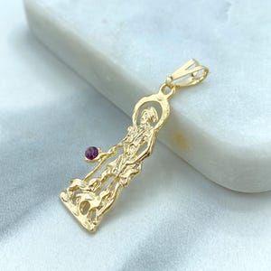 18k Gold Filled San Lazaro, Saint Lazarus, Pendant Charms, San Lazaro with Cubic Zirconia Pendant, Wholesale Jewelry Making Supplies