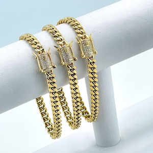 14k Gold Filled Miami Cuban Link 6mm Bracelet Double Safety Lock Box Clasp In Micro Pave Cubic Zirconia Wholesale Jewelry Making Supplies