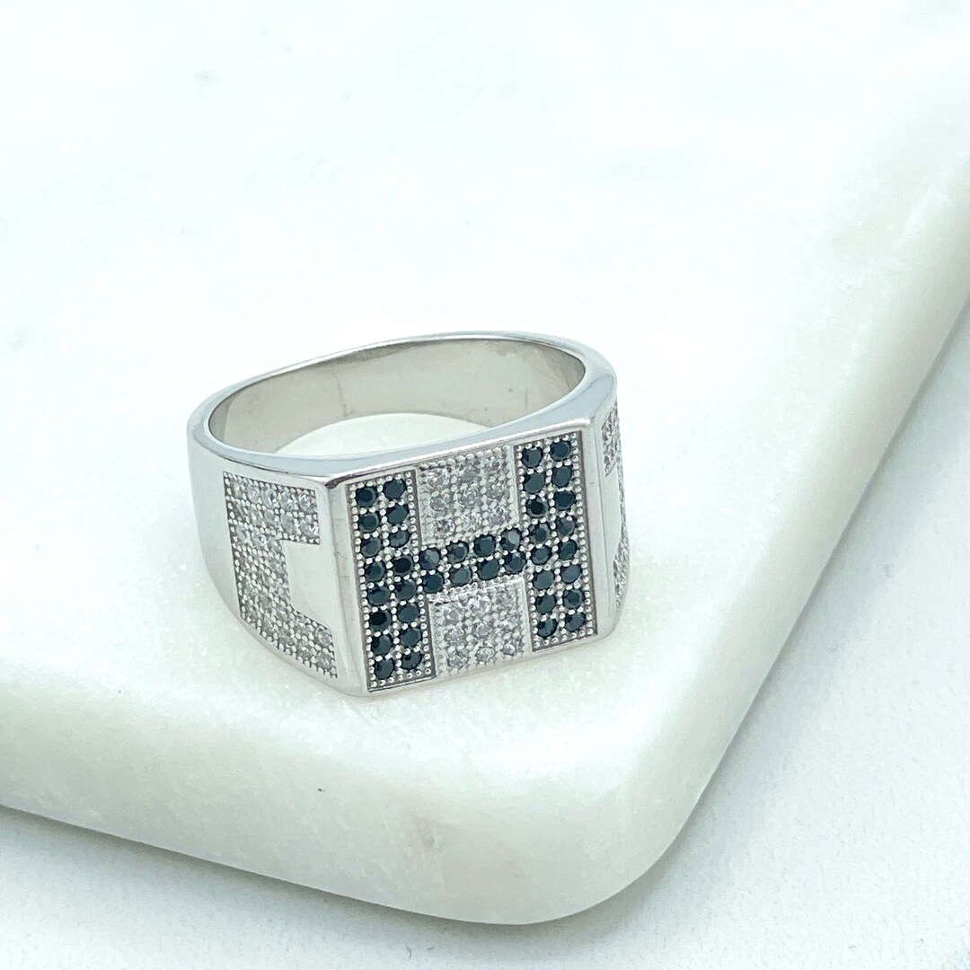 925 Sterling Silver, Band Men's Square 