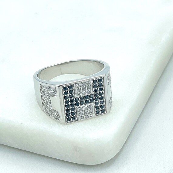 925 Sterling Silver, Band Men's Square 