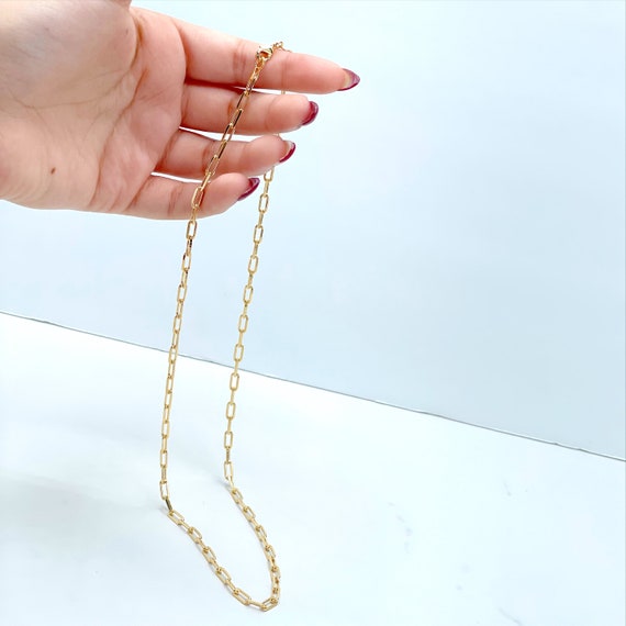 Kabel Gold Büroklammer Gliederkette Aus 10 Karat Echtgelbgold – 3,5 Mm Starke Halskette In Allen Größen Papier Gold