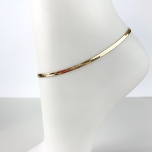 14k Gold Filled Plain Herringbone Link Anklet 3mm Thickness Wholesale Jewelry Making Supplies