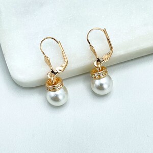 18k Gold Filled Simulated Pearl Drop Dangle Earrings for Women, Classic Earrings, Wholesale Jewelry Making Supplies