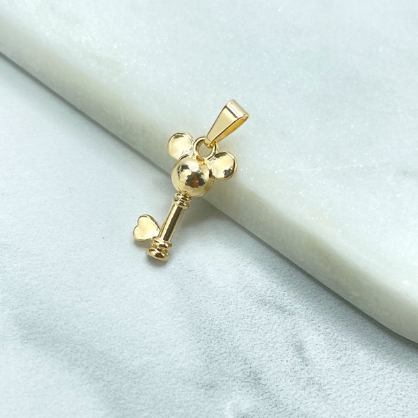 18k Gold gefüllter Petite Key Mouse Head Shape Style Charm-Anhänger, Großhandel für Schmuckherstellungszubehör