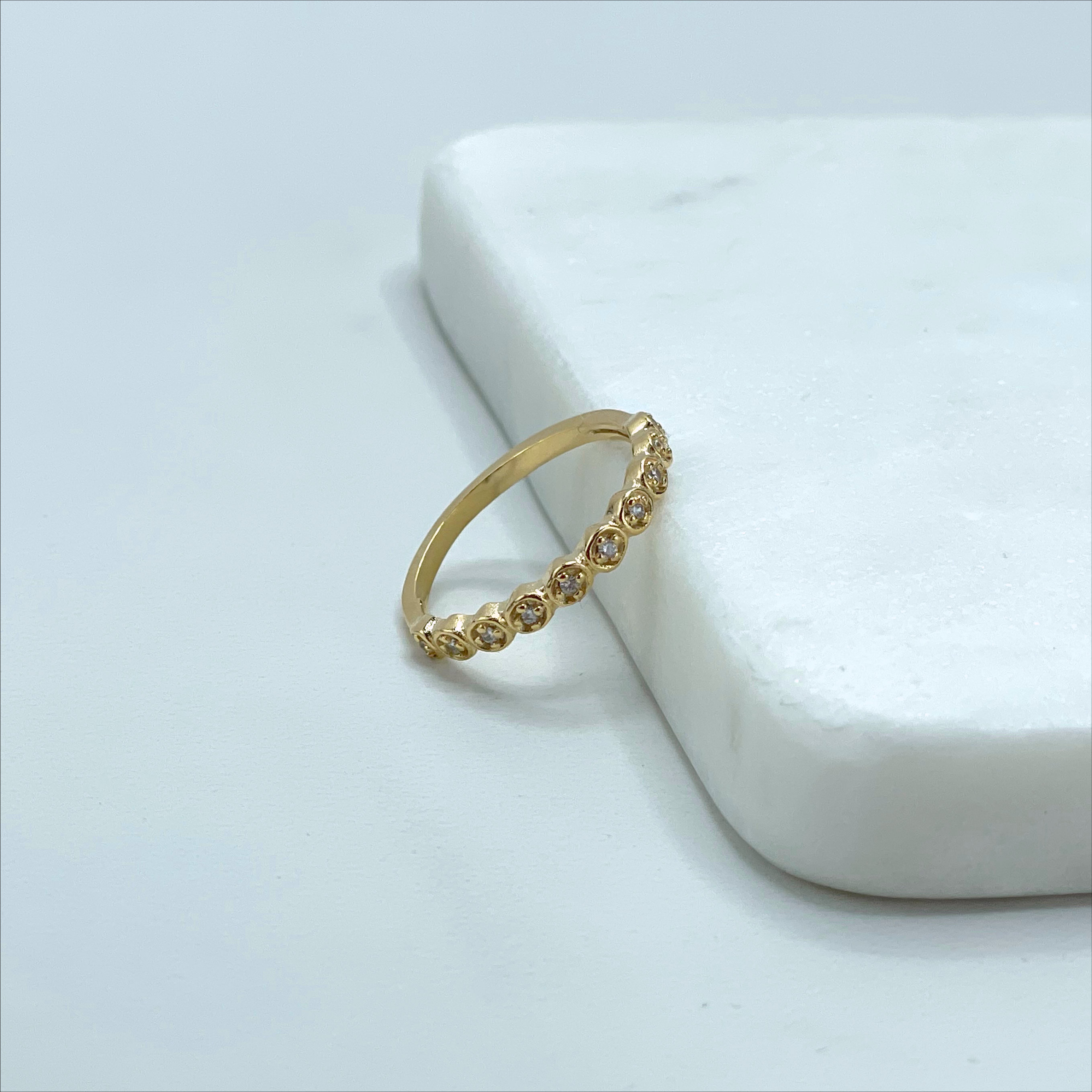 Bague Tennis Pour Femme - Or Blanc, Jaune Et Rosé Plaqué, Zirconium Cubique AAA+, Neuf Avec étiquettes