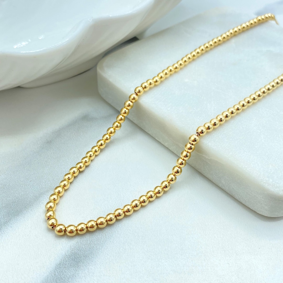 18k Gold Filled Ball Chain Necklace, 4mm Bead, With Extender - Etsy