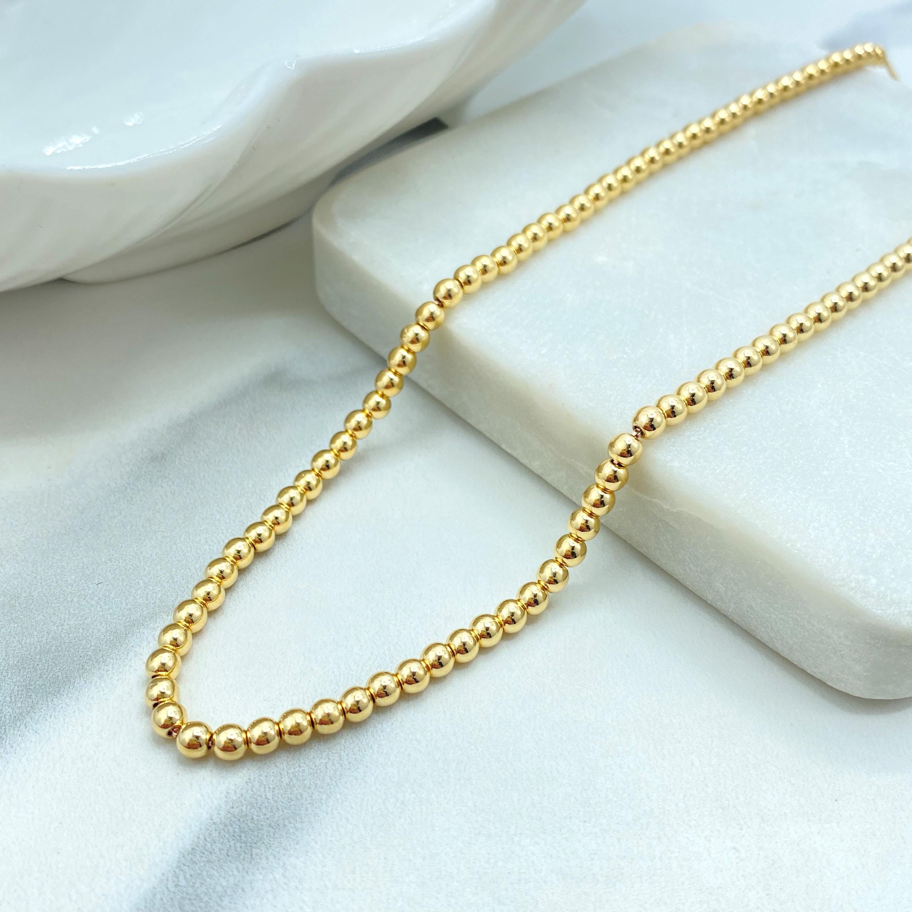 18k Gold Filled Ball Chain Necklace, 4mm Bead, With Extender - Etsy