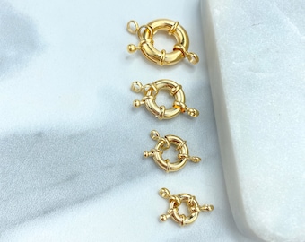 18K Gold Filled Spring Ring Clasp, Four Sizes with Connector Loops