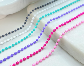 Enamel Ball Chain Necklace, Six Selectable Colors