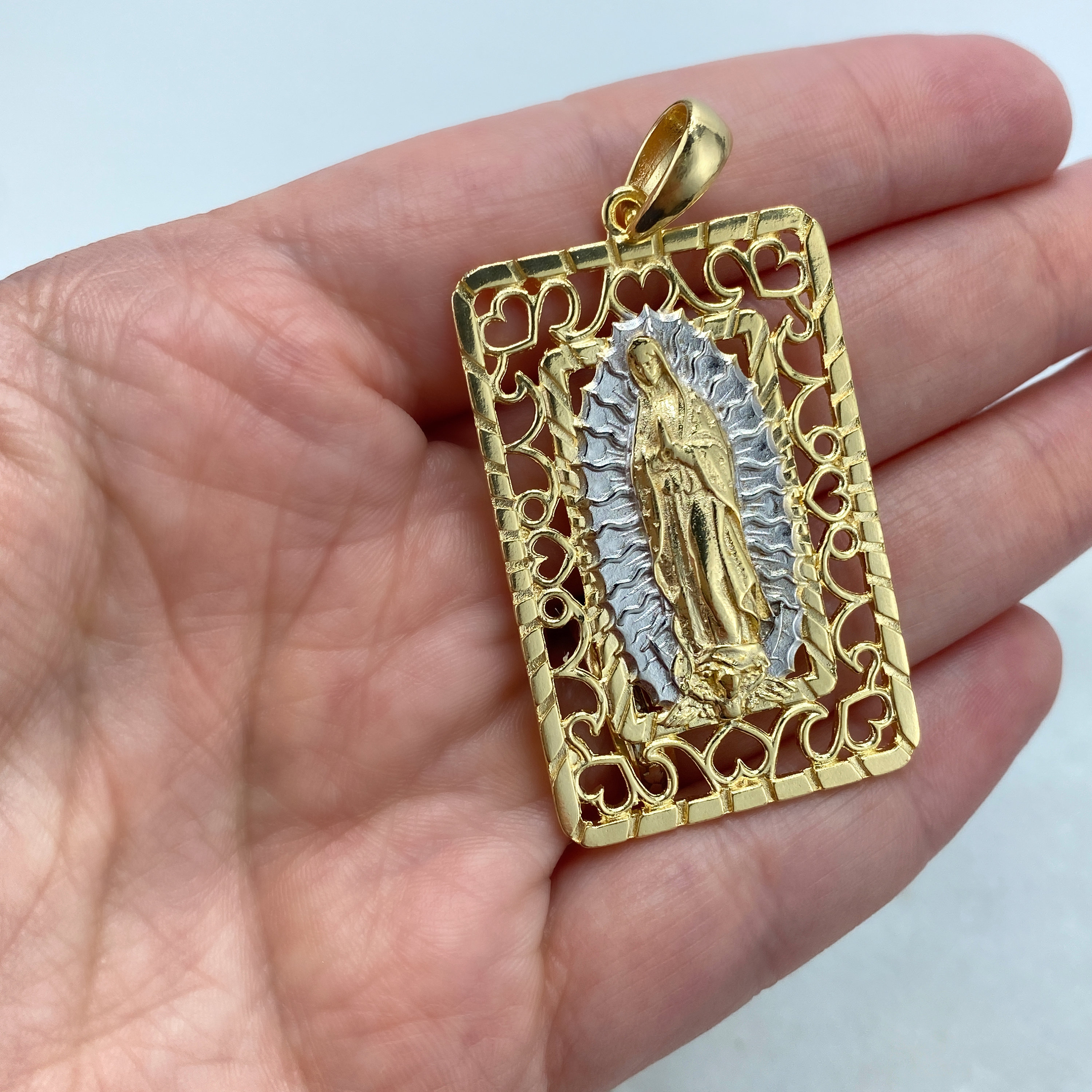 18k Gold Filled Two Tone Virgen De Guadalupe, Our Lady of Guadalupe ...