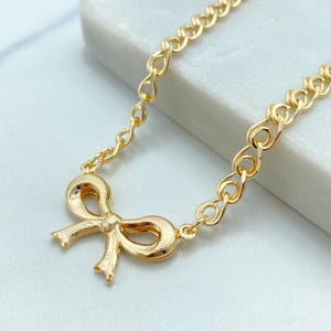 Colar com pingente de laço em ouro 18k, colar de corrente especial com pingente de laço, colar feminino delicado, 45 cm de comprimento, joias por atacado