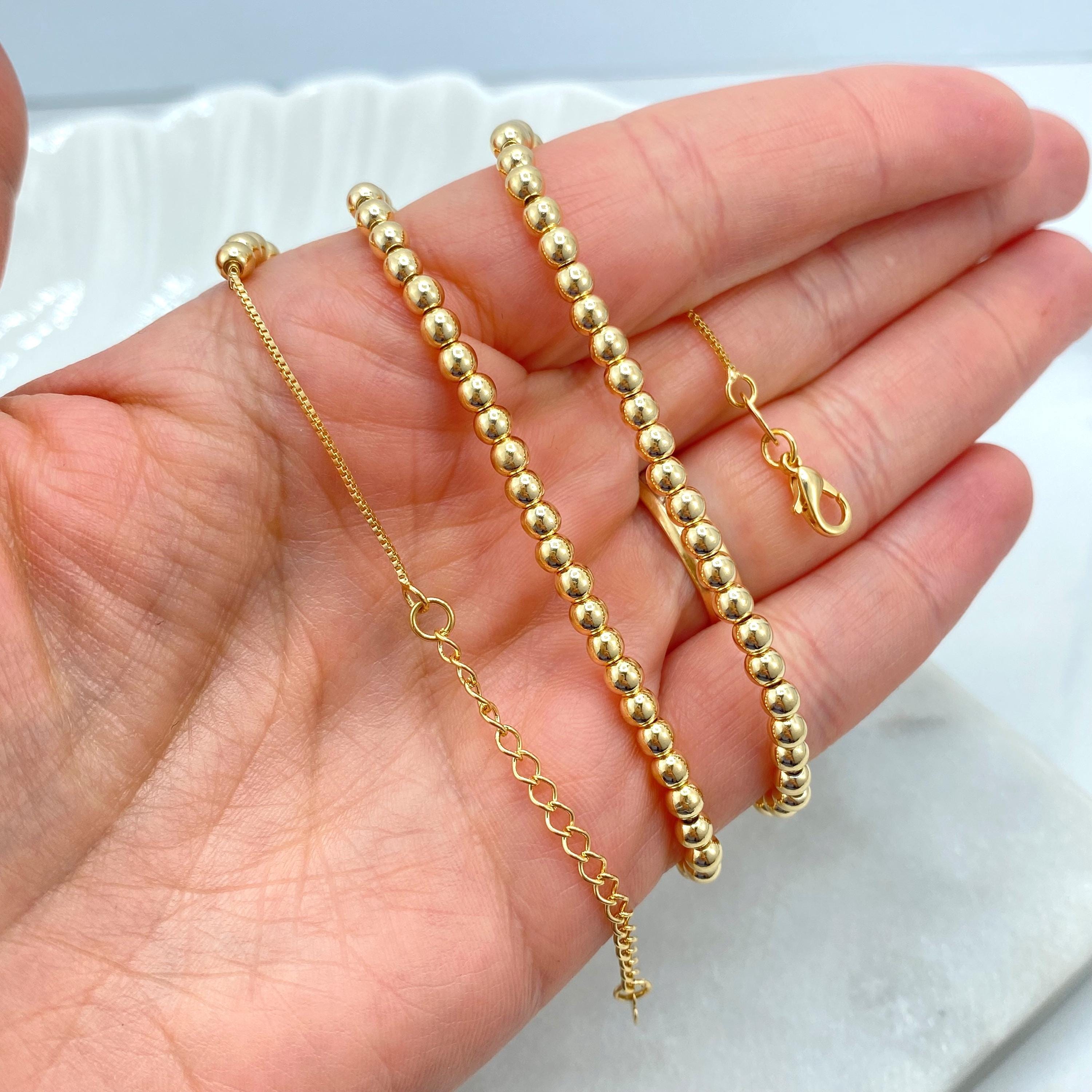 18k Gold Filled Ball Chain Necklace, 4mm Bead, With Extender - Etsy