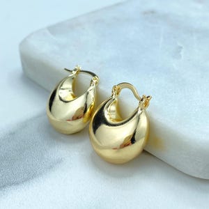 18k Gold Filled Bold and Chunky Earrings, Modern Chunky Earrings, Dome Shaped Hoop Closed Earrings, Wholesale Jewelry