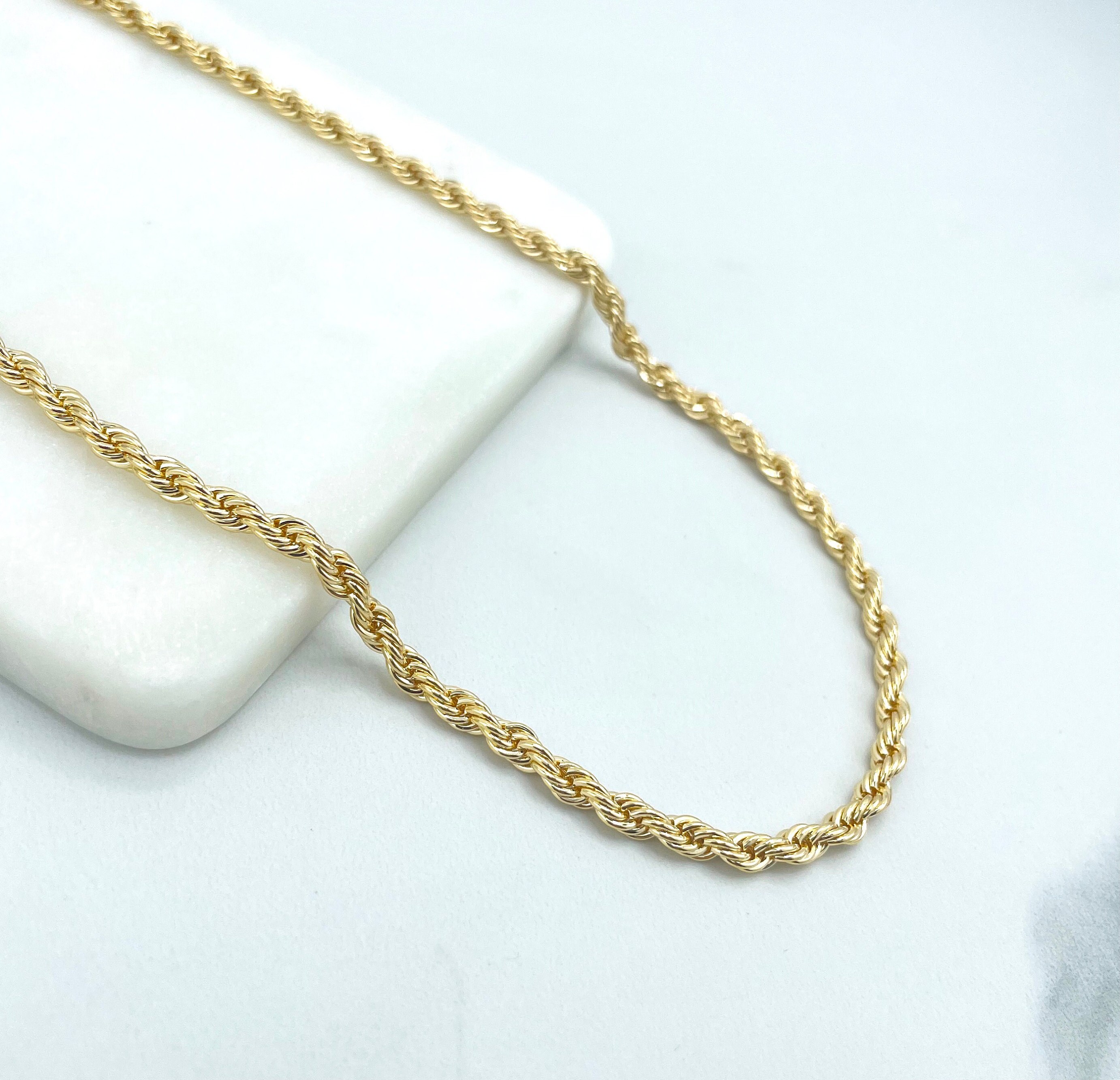 18k Gold Filled 4mm Rope Chain, 24 Inches Long Necklace, Classic ...