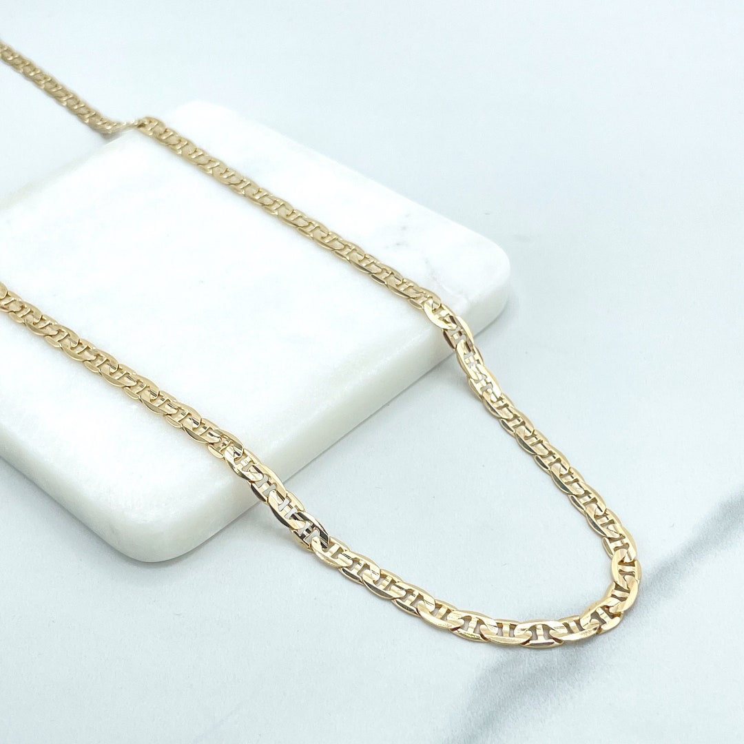 18k Gold Filled 5mm Thickness Mariner Anchor Link Chain 24 Inches Long