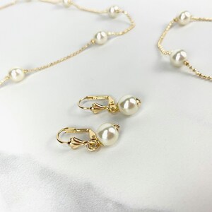 18k Gold Filled 1mm Rolo Link Chain White Simulated Pearls Set Fancy Necklace, Earrings and Bracelet, Wholesale Jewelry Making Supplies
