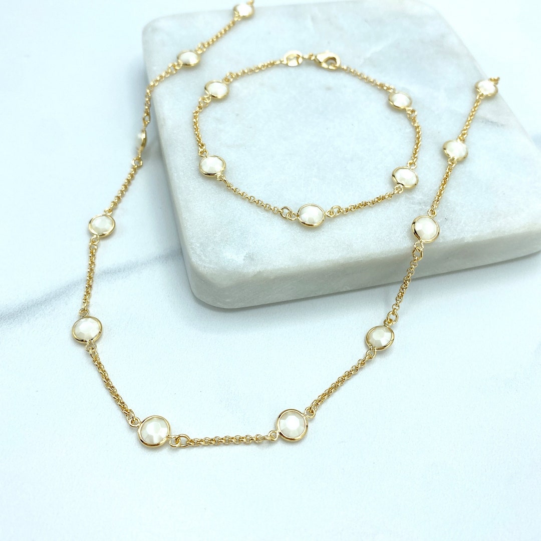 WP GOLD STONES JEWEL BEADED FINE CHAIN BRACELET