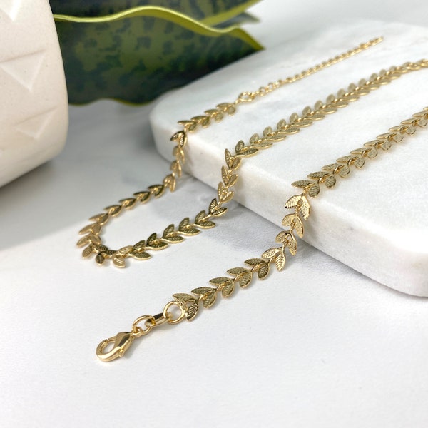 18k Gold Filled Fancy Chevron Link Chain Choker or Bracelet, Wholesale Jewelry Making Supplies