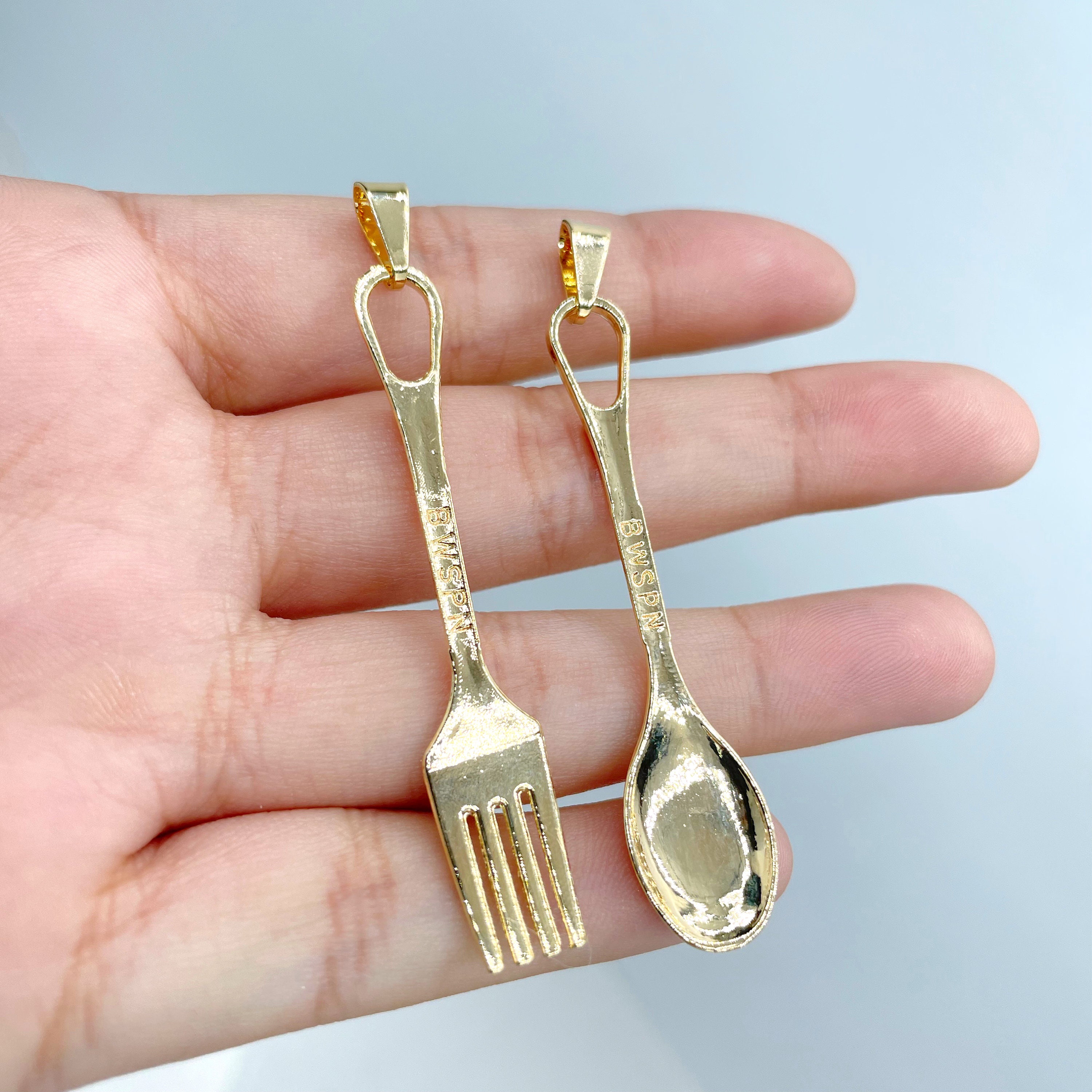 18k Gold Filled 3D Table Spoon or Fork Shape Charms Pendant Etsy