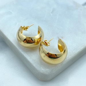 18k Gold Filled Modern C-Hoop, Gold Chunky Hoop, Crescent Earring, Wholesale Jewelry