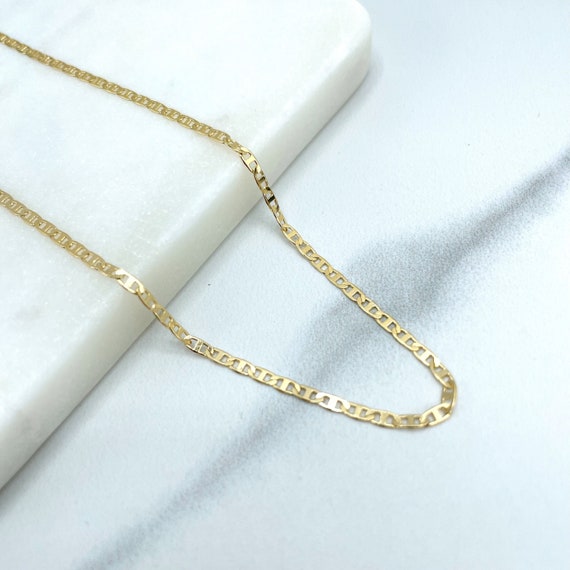Buy 18k Gold Filled 2mm Thin Mariner Link Chain Flat Style 15.5 Inches 17.5 Inches or 19.5 Inches Long Necklace Wholesale Jewelry Online in India Etsy