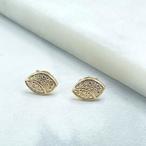 18k Gold Filled Texturized Leave Shape Design Pettie Stud Earrings, Wholesale Jewelry Making Supplies