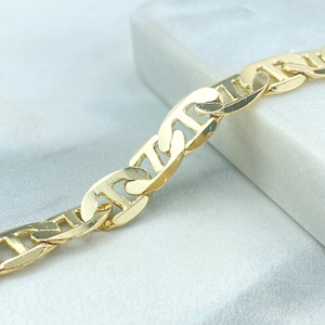 18k gold filled 9 mm Mariner schakelarmband vlakke stijl, Mariner schakelarmband, groothandel sieraden