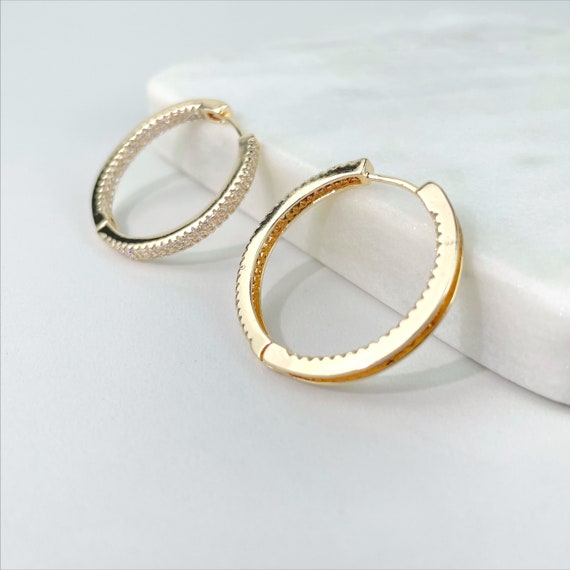 18k Gold Filled 30mm Micro Pave Cubic Zirconia Hoop Huggie
