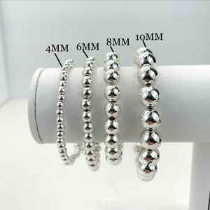 Silver Filled Beads Stretch Bracelet, Beads Available XLarge 10mm, Large 8mm, Medium 6mm, Small 4mm, DIY Bracelet, Wholesale Jewelry