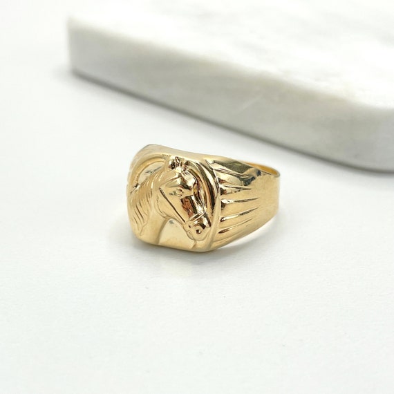 Horse Inspired Golden Chess Ring