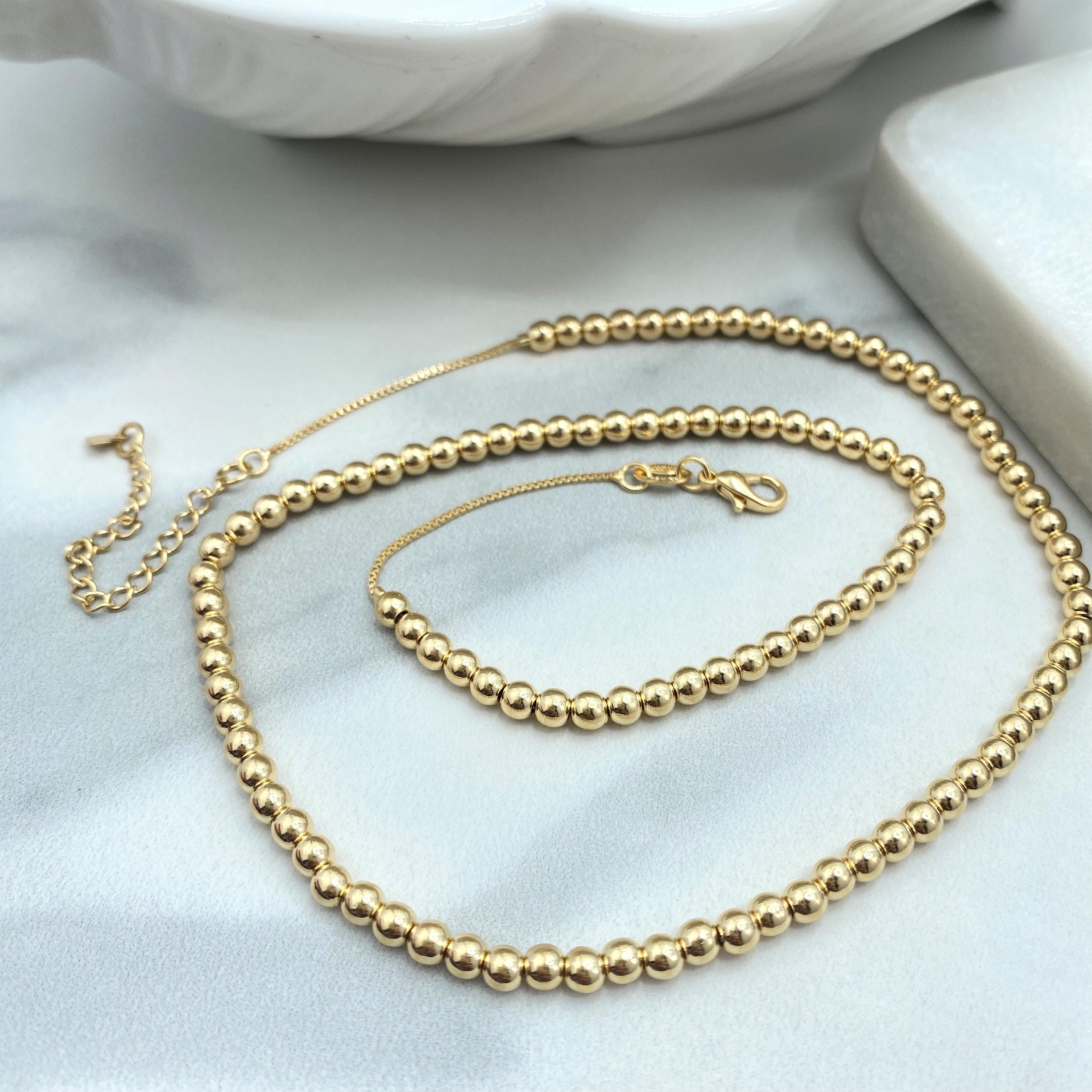 18k Gold Filled Ball Chain Necklace, 4mm Bead, With Extender - Etsy