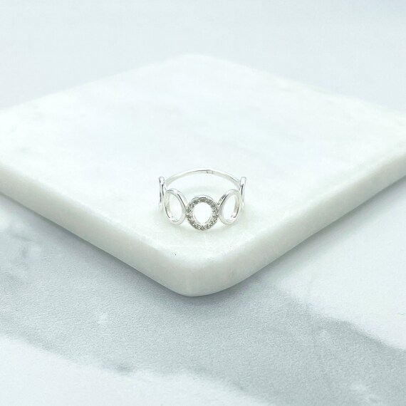 925 Sterling Silver Clear Cubic Zirconia Details, Circles