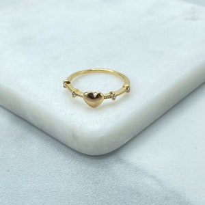 18k Gold Filled Clear Cubic Zirconia Sized with Gold Heart Front Ring, Wholesale Jewelry Making Supplies