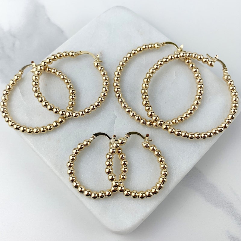 Beaded Round Hoop Earrings main image 0