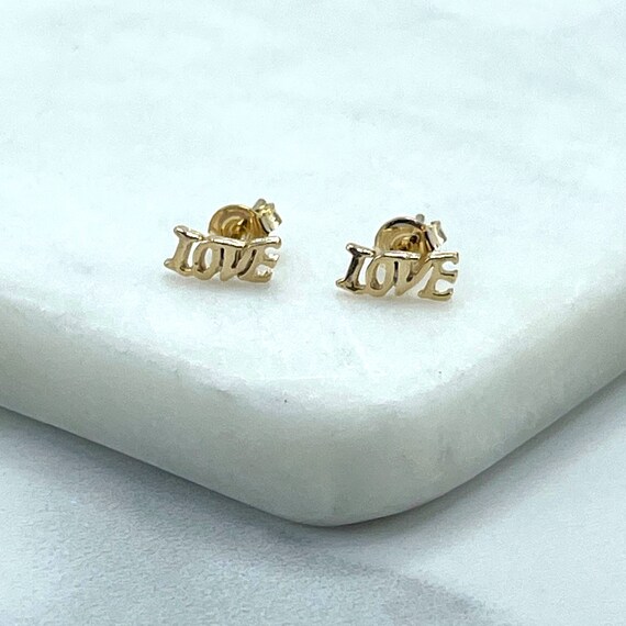 18k Gold Filled LOVE Word Pettie Stud Kids Earrings Wholesale Jewelry Making Supplies