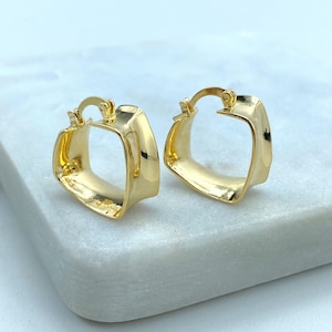 18k Gold Filled Polished Square Huggie Hoops, Modern Jewelry, Wholesale Jewelry