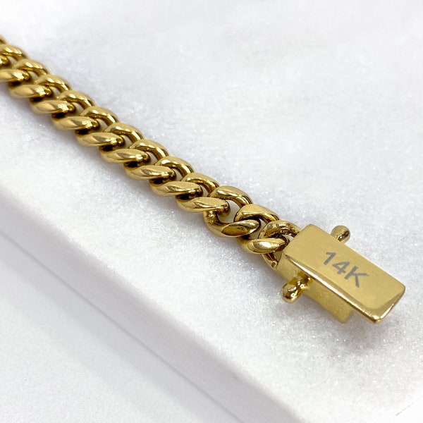 14k Gold Cuban Link Anklet Etsy
