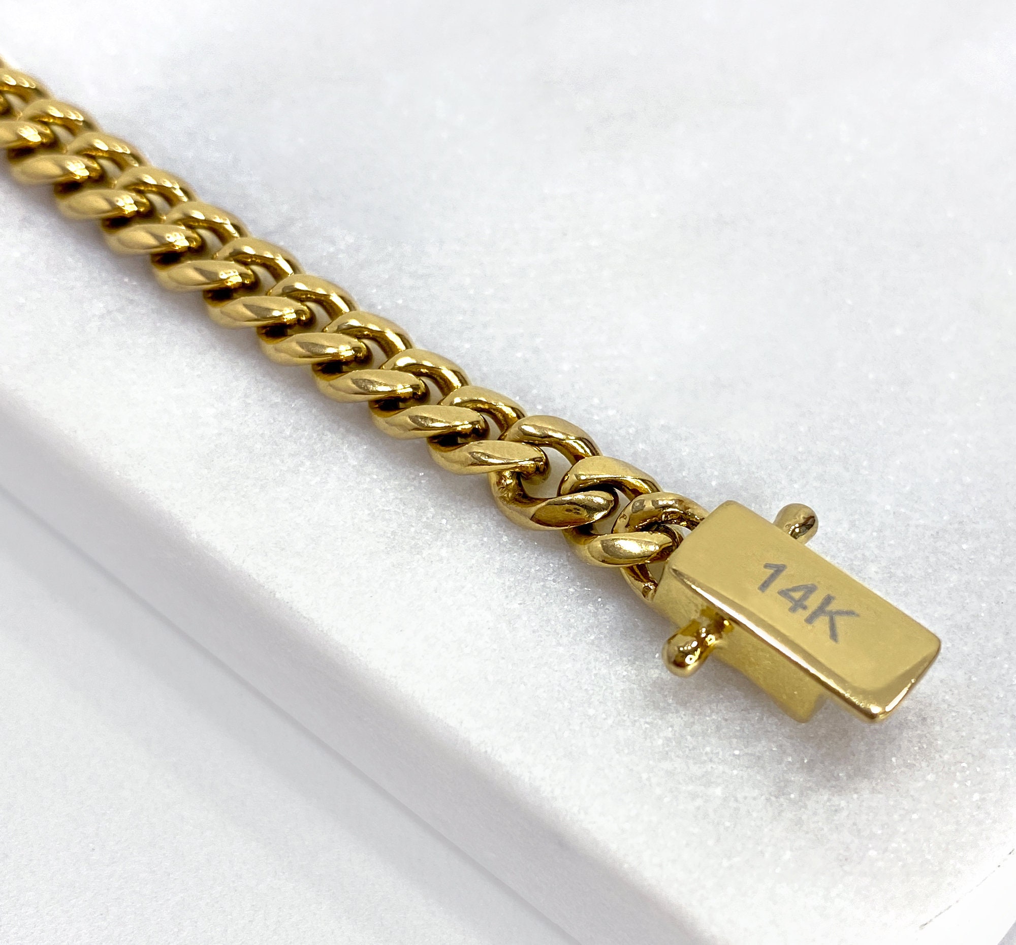 14k Gold Filled Miami Cuban Link Bracelets or Anklet 6mm Thickness, Curb Link, For Wholesale and Jewelry Supplies