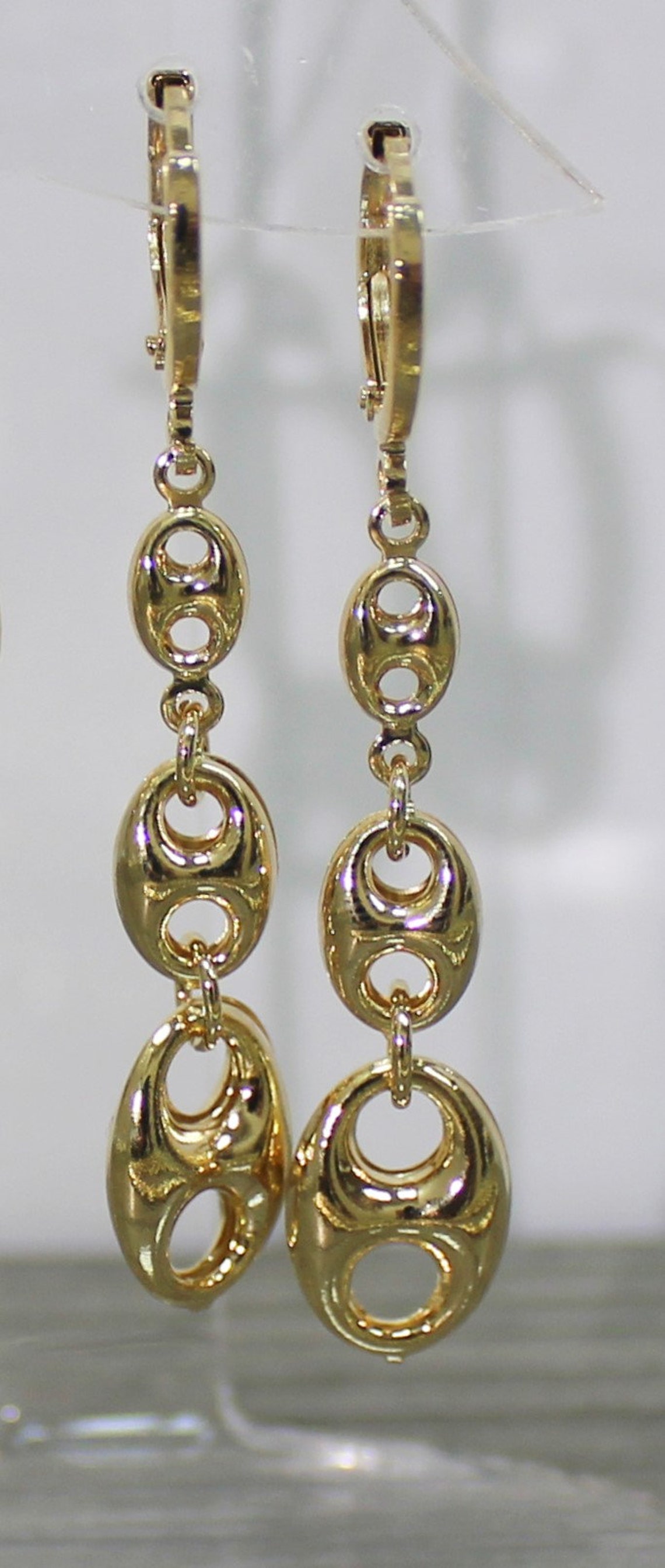 18K Gold Filled Hoop Chunky Link Mariner Style Earring and Etsy
