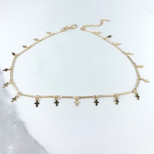 18k Gold Filled Fancy Crosses Charms Necklace Choker Wholesale Jewelry Supplies