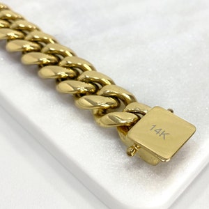 14mm Miami Cuban Chain in 14k Gold Filled, Double Safety Lock Box, Chunky Curb Link Chain, Unisex Necklace, Wholesale Jewelry Supplies