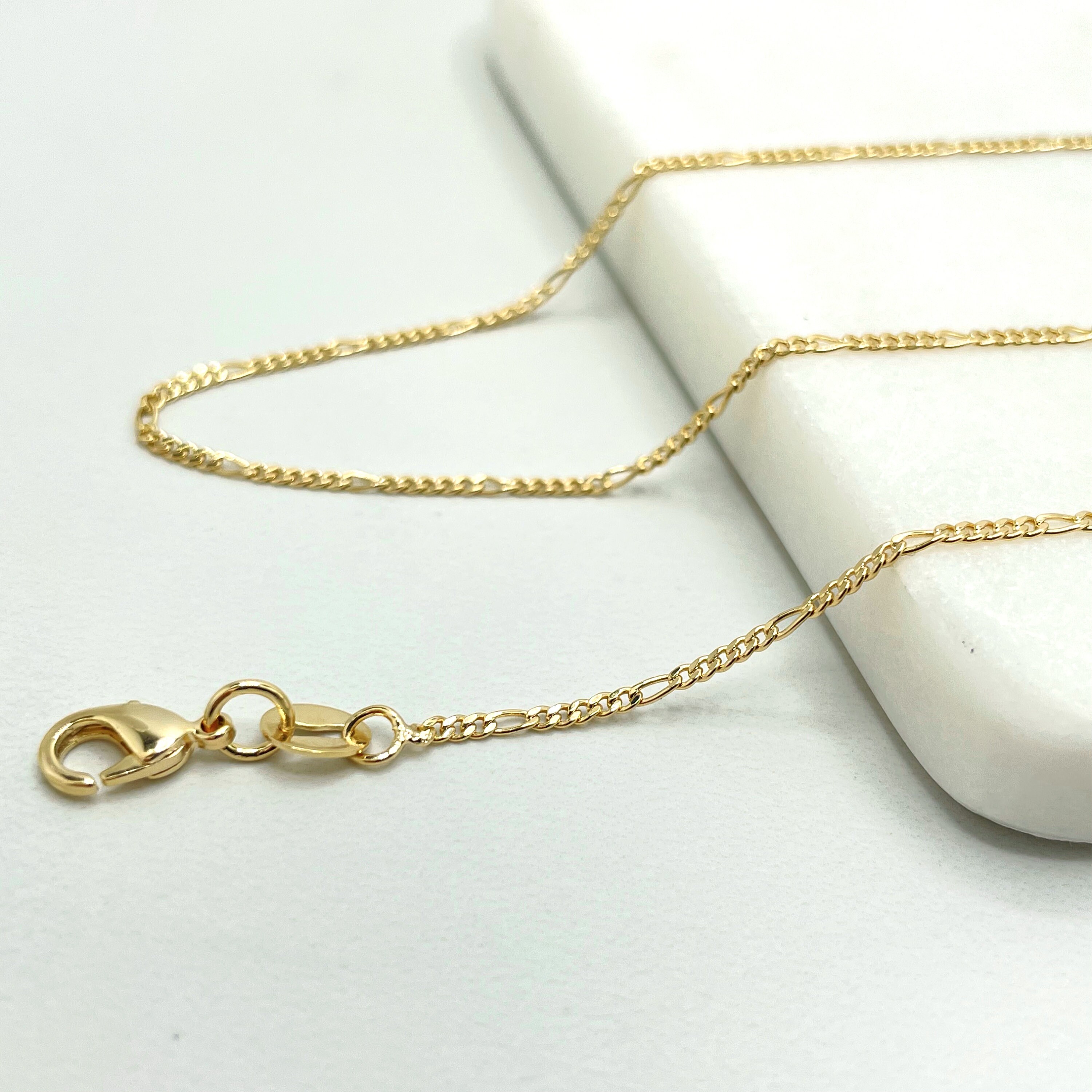 18k Gold Filled 1mm Figaro Link Dainty 