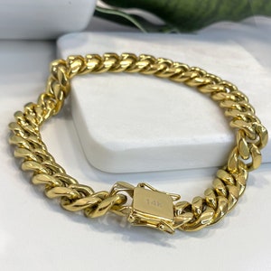 10mm Miami Cuban Link Bracelet In 14k Gold Filled Featuring Double Safety Lock Box Clasp, Unisex Curb Chain, Wholesale Jewelry Supplies