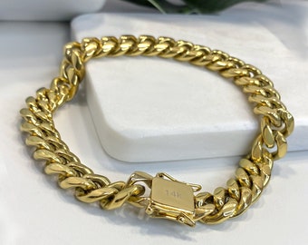 10mm Miami Cuban Link Bracelet In 14k Gold Filled Featuring Double Safety Lock Box Clasp, Unisex Curb Chain, Wholesale Jewelry Supplies