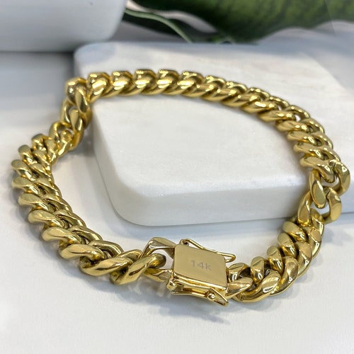 14mm Miami Cuban Link Bracelet in 14k Gold Filled Featuring - Etsy