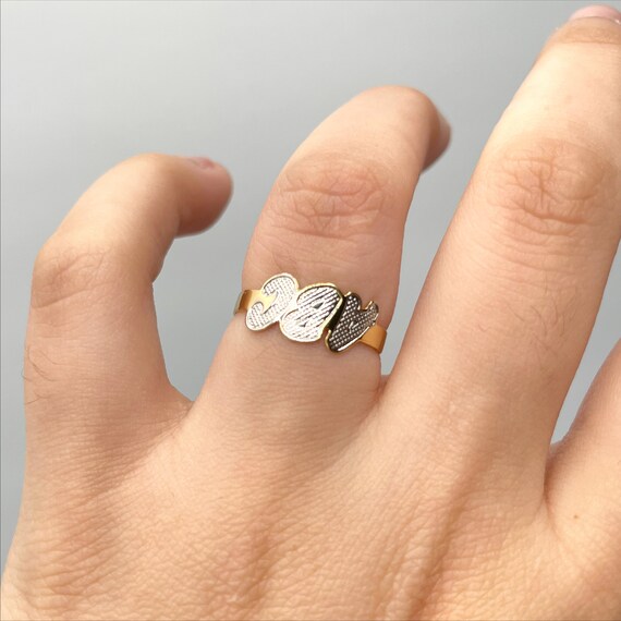 18k Gold Filled Two Tone ABC Description Letters Ring for Kids