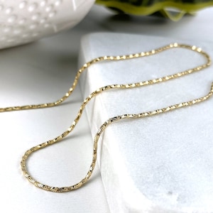 18k Gold Filled 1mm Thickness Fancy Diamond Cut Round Snake Chain Necklace for Wholesale Jewelry Making Supplies